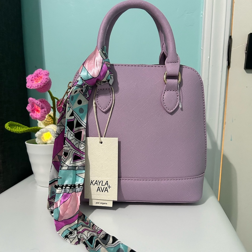 KAYLA + AVA Purple Mini Scarfed Bag